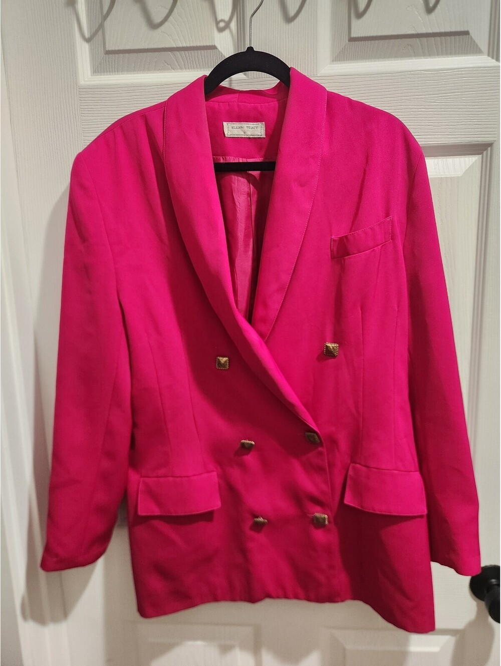 Ellen Tracy Vintage Hot Pink Double Breasted Blazer Jacket Size 18